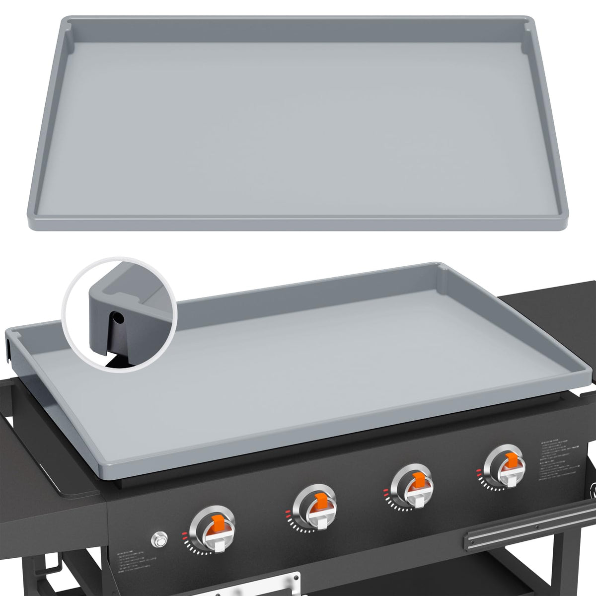 BESSIO silicone griddle mat cover for 36-inch fit protects Blackstone surface from dust.