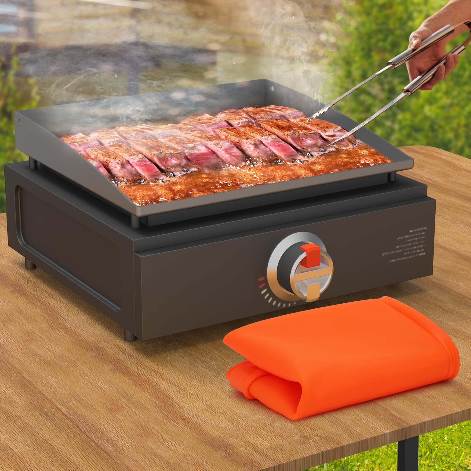 BESSIO griddle mat shields against dust and pests, extending grill life.