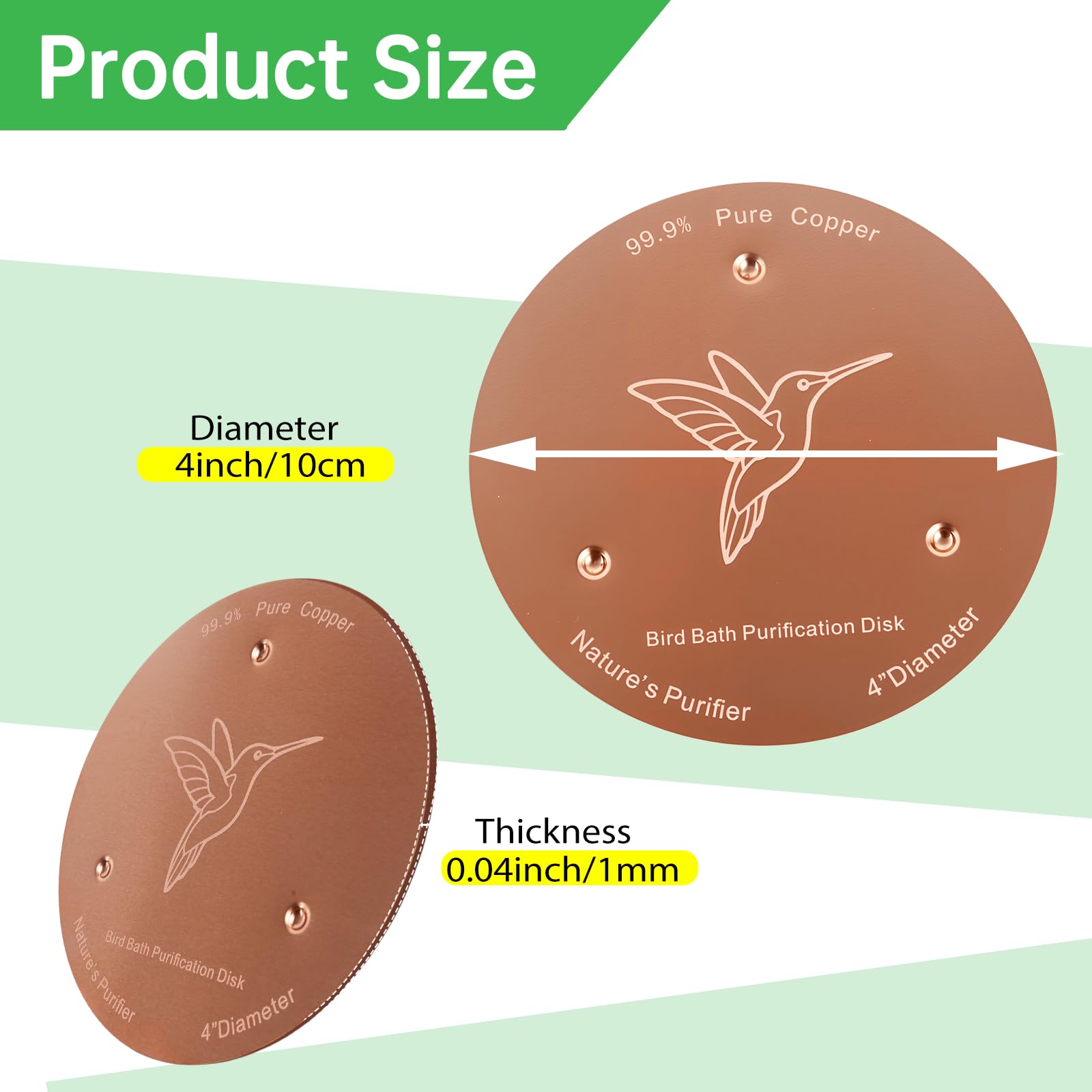 Bessny birdbath copper disc supports water purification and long-term use with fountains