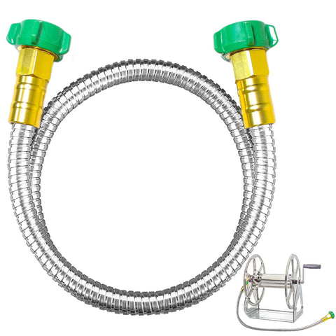 Bessny heavy-duty 304 stainless steel garden hose resists rust for outdoor use.