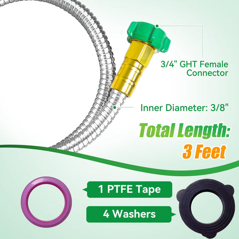 Bessny three-foot hose with female-to-female connectors for versatile fittings.