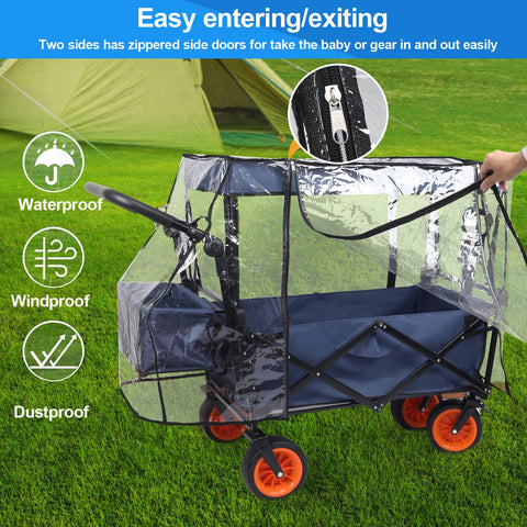 Bessny quick-install cover drapes over wagon with hook straps.