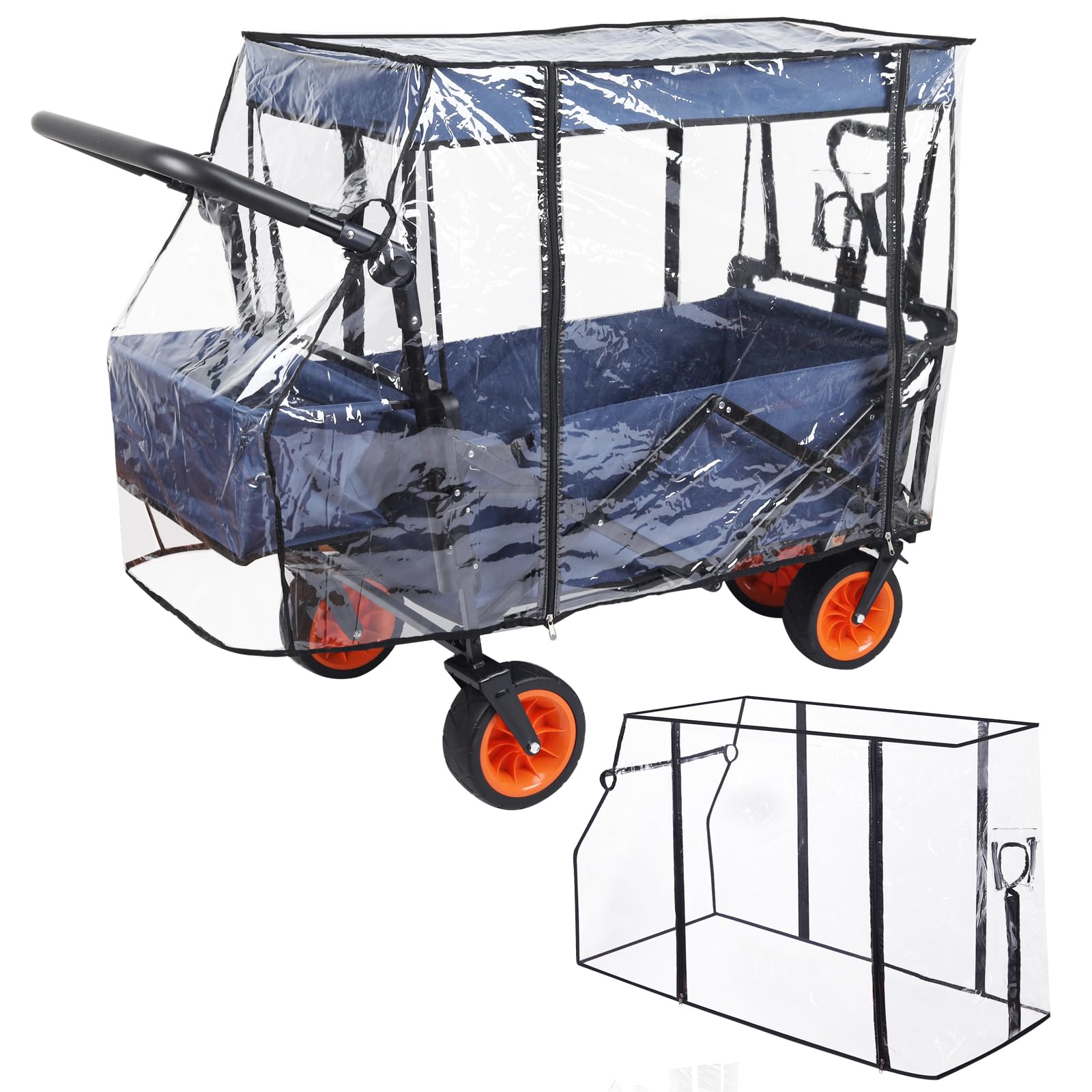 Bessny waterproof wagon cover outer view shields rain and sun while camping.