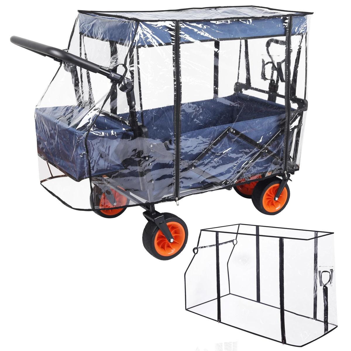 Bessny waterproof wagon cover outer view shields rain and sun while camping.