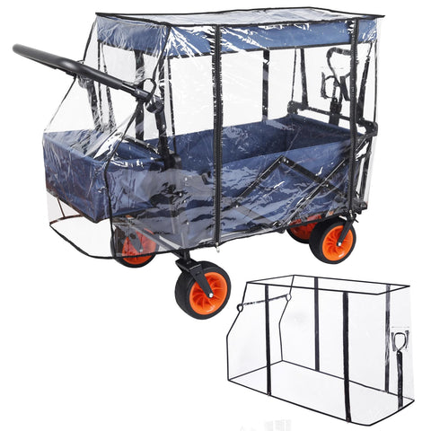 Bessny waterproof wagon cover outer view shields rain and sun while camping.