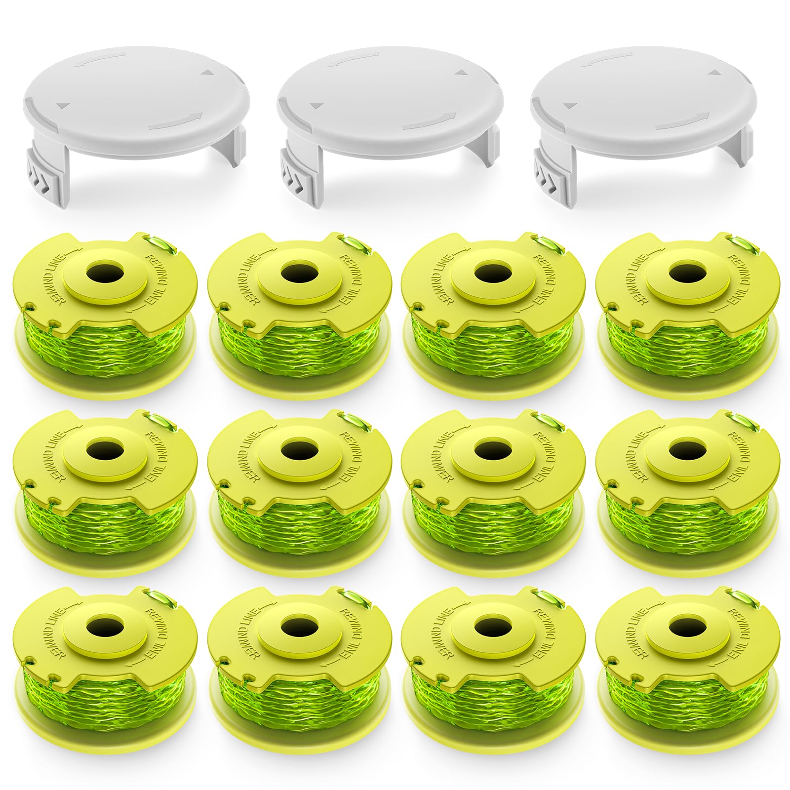Bessport AC80RL3 trimmer spool set with 12 spools for quick replacement.