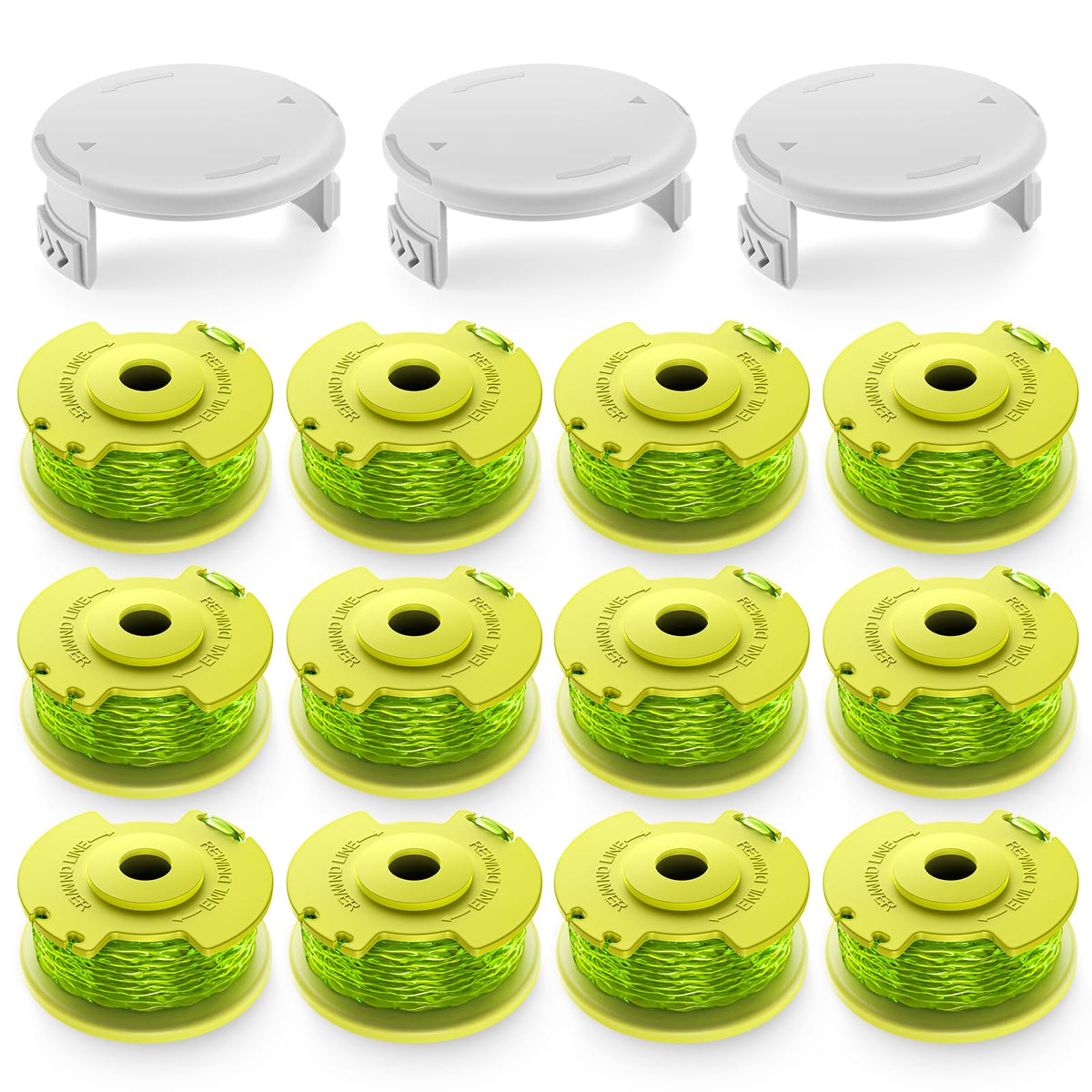 Bessport AC80RL3 trimmer spool set with 12 spools for quick replacement.