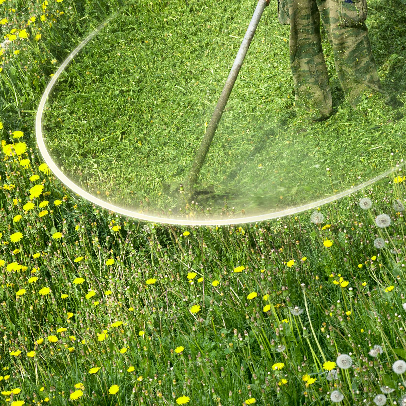 Bessport durable spiral trimmer string in use for clean, precise edging.