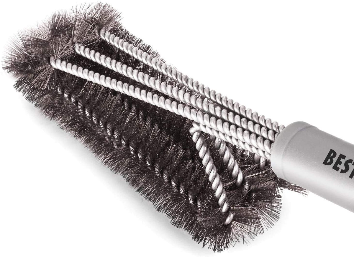 BEST BBQ grill brush 18-inch handle enables safer, thorough grate cleaning.