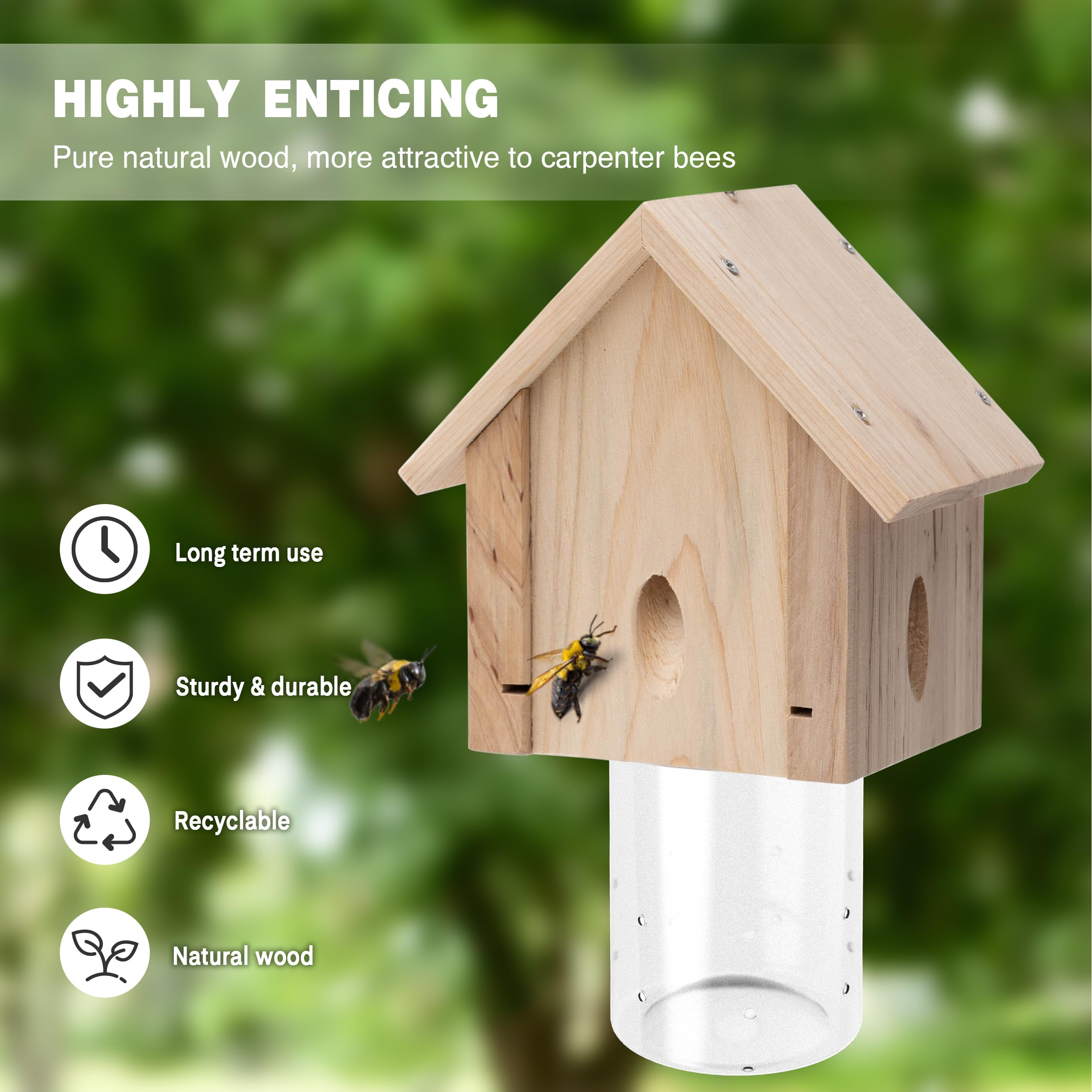 Best Bee Trap cabin-style hanging design blends with outdoors.
