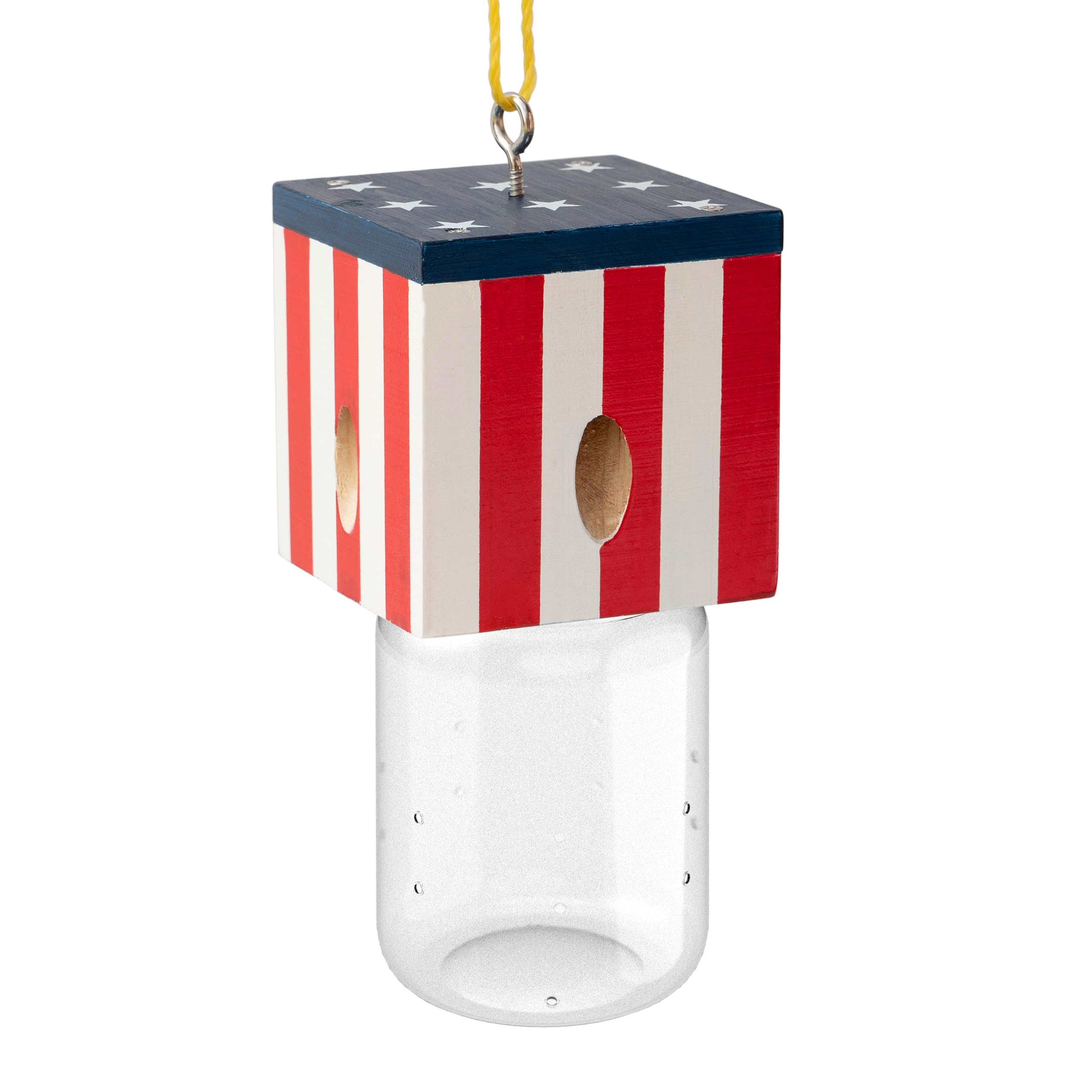 Best Bee Trap cube-flag-style trap outdoors helps deter carpenter bees.