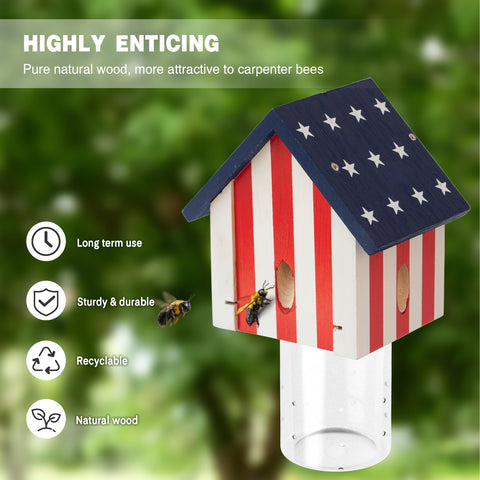 Best Bee Trap flag cabin style design complements rustic exterior