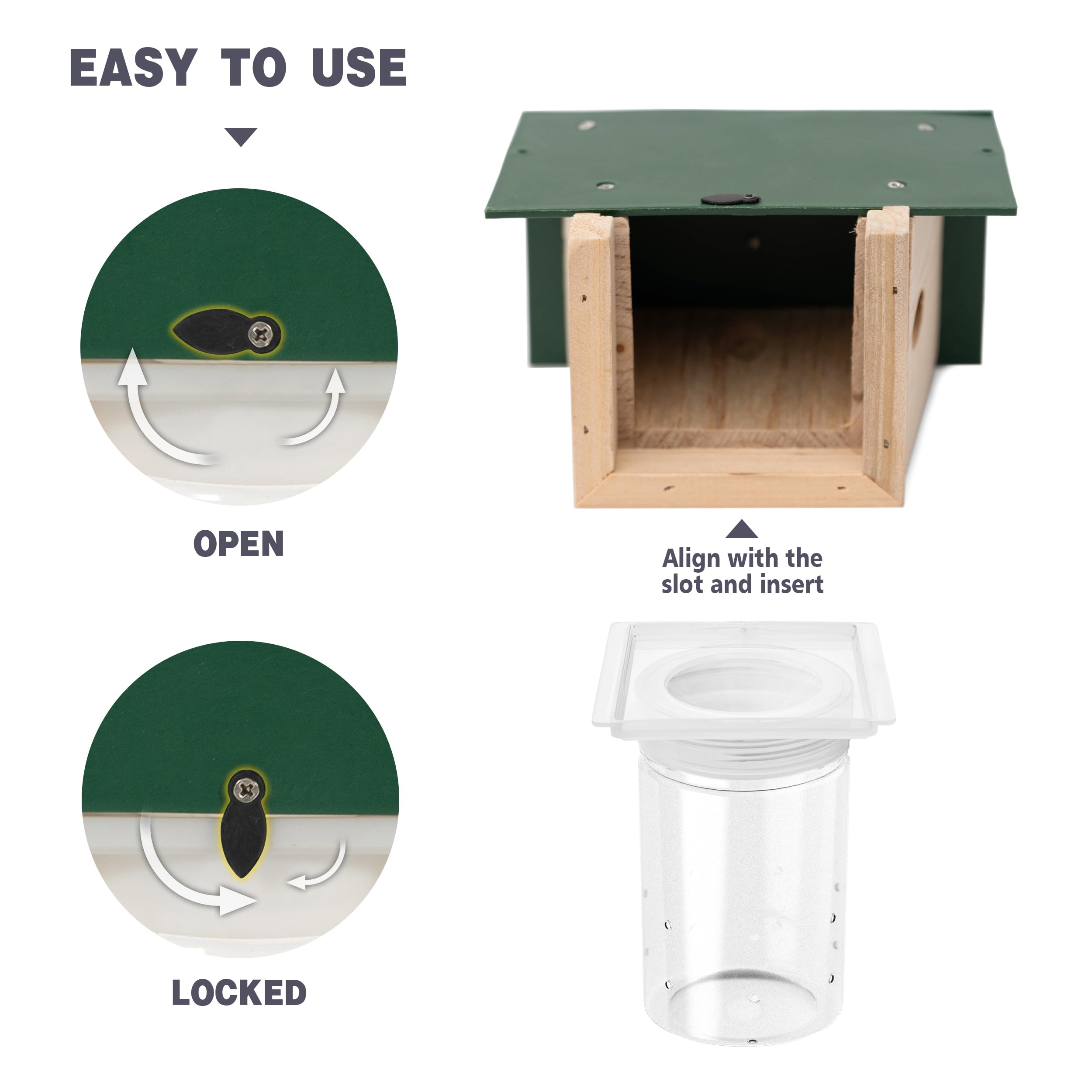 Best Bee Trap vertical hanging guidance showing height and sun-facing setup.