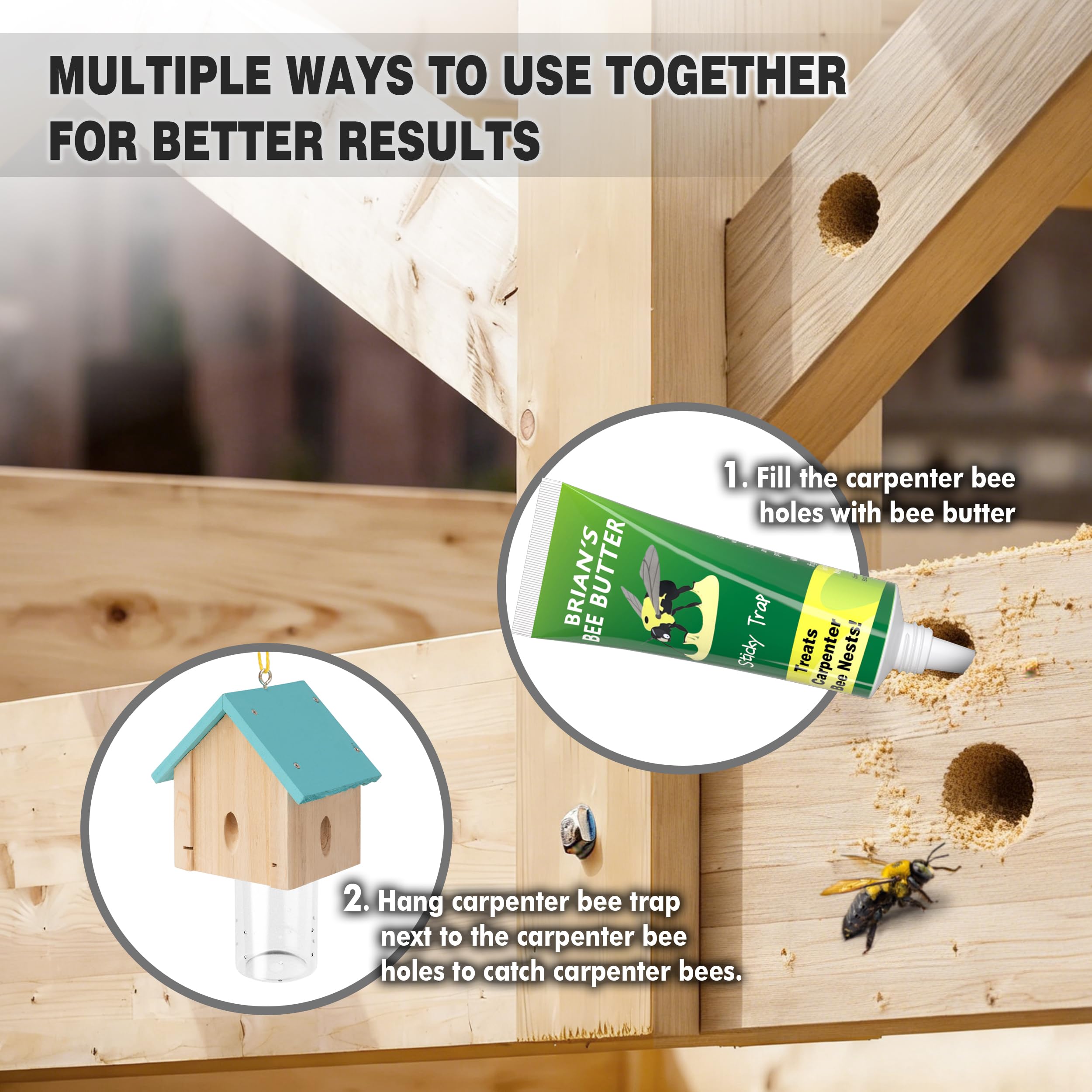 Best Bee Trap pheromone attractant bait attracts carpenter bees into the trap.