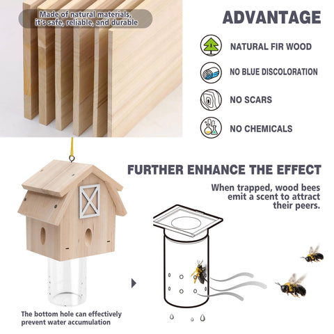 Best Bee Trap natural fir body stands up to weather in outdoor settings.