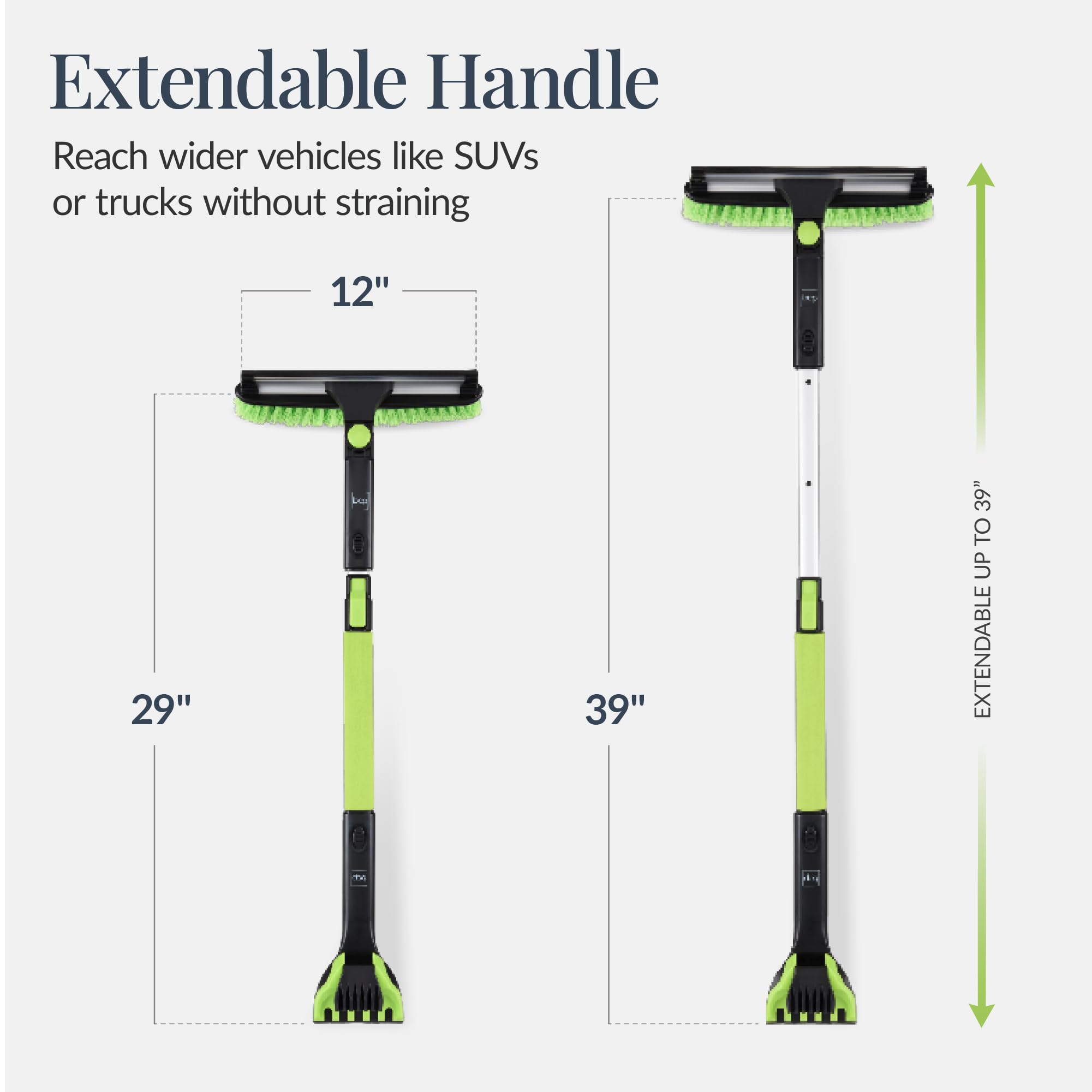 Best Choice Products extendable snow brush with foam grip for easy reach.