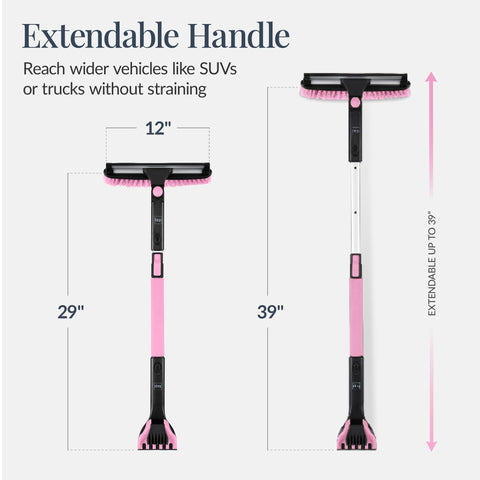 Best Choice Products extendable snow brush with 270-degree pivot helps reach windshield.