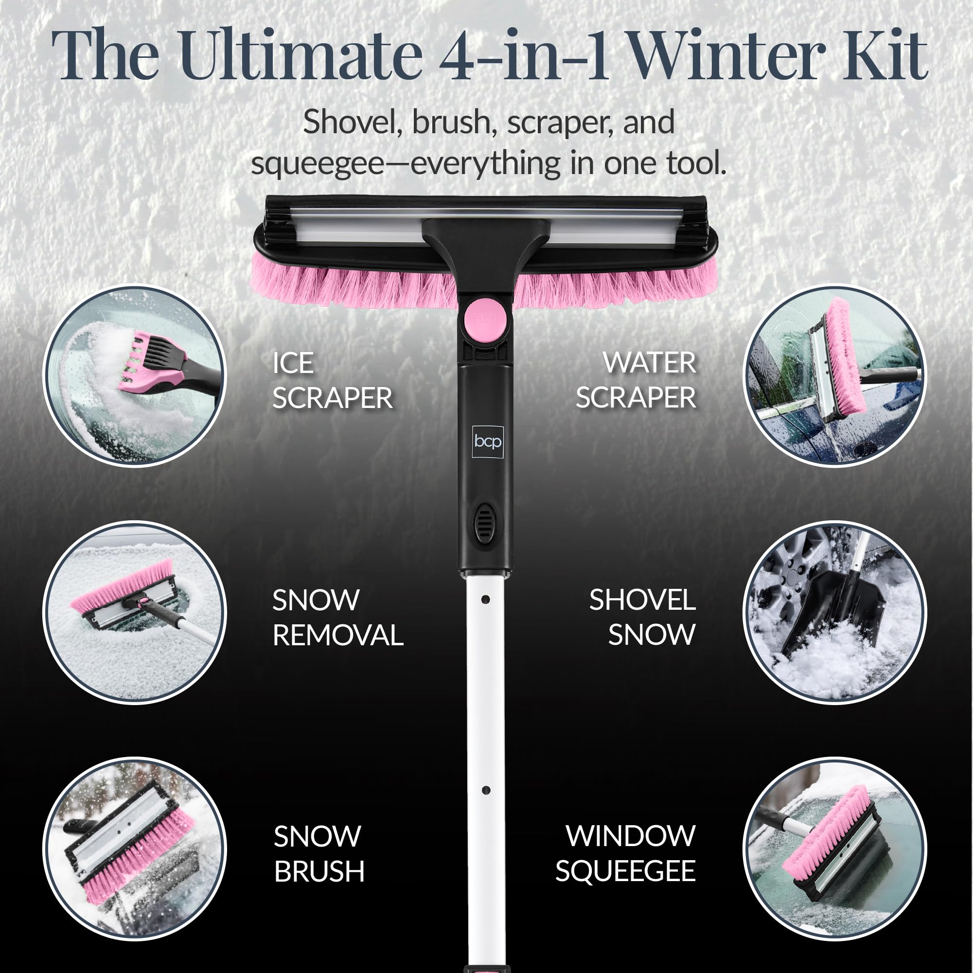 Best Choice Products squeegee for quick windshield clearing after snowfall.