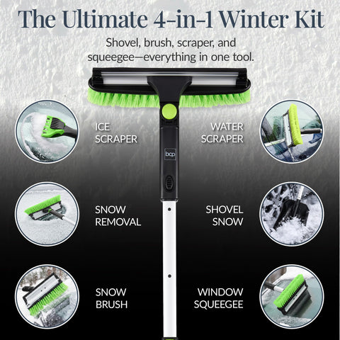 Best Choice Products squeegee clears windshield after snow.