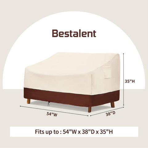 Bestalent sofa cover shows dimensions for a precise 54W x 38D x 35H fit.