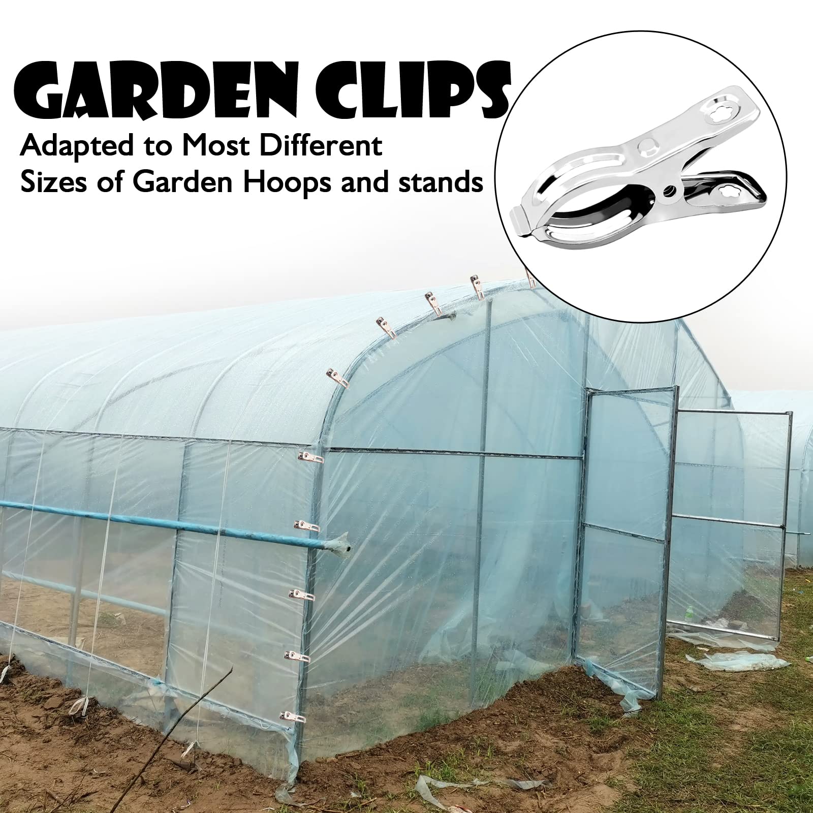 BESTEEL clip securing netting on greenhouse hoops during windy conditions