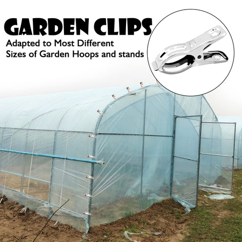 BESTEEL clip securing netting on greenhouse hoops during windy conditions
