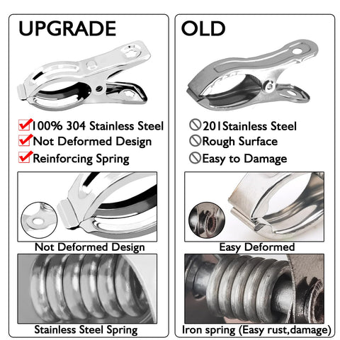 Multi-use BESTEEL clip doubles as bag clips and clothespins.