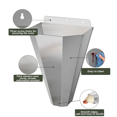 Bester wall-mount kill cone keeps poultry secure during processing.