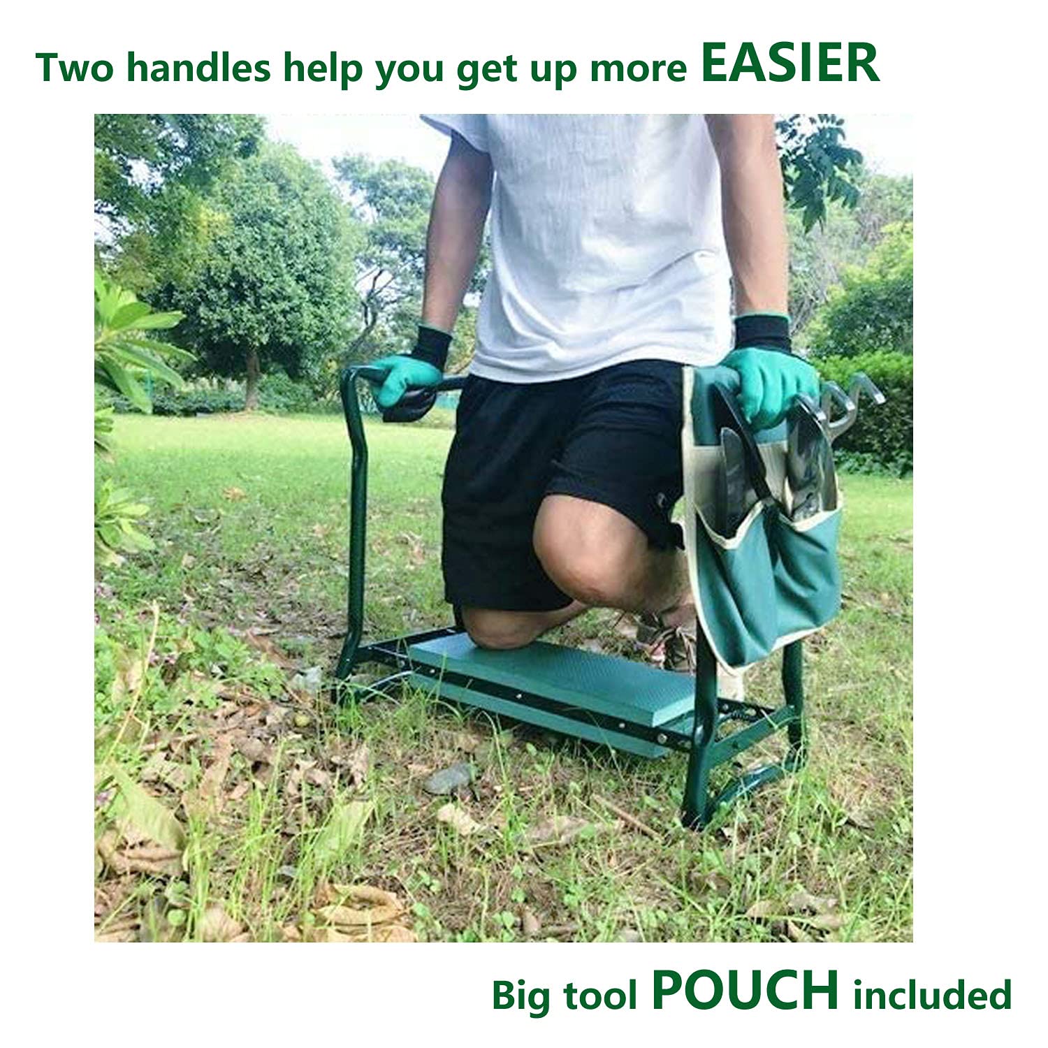 BESTHLS Garden Kneeler and Seat assembled, ready to support gardening tasks with a stable base.