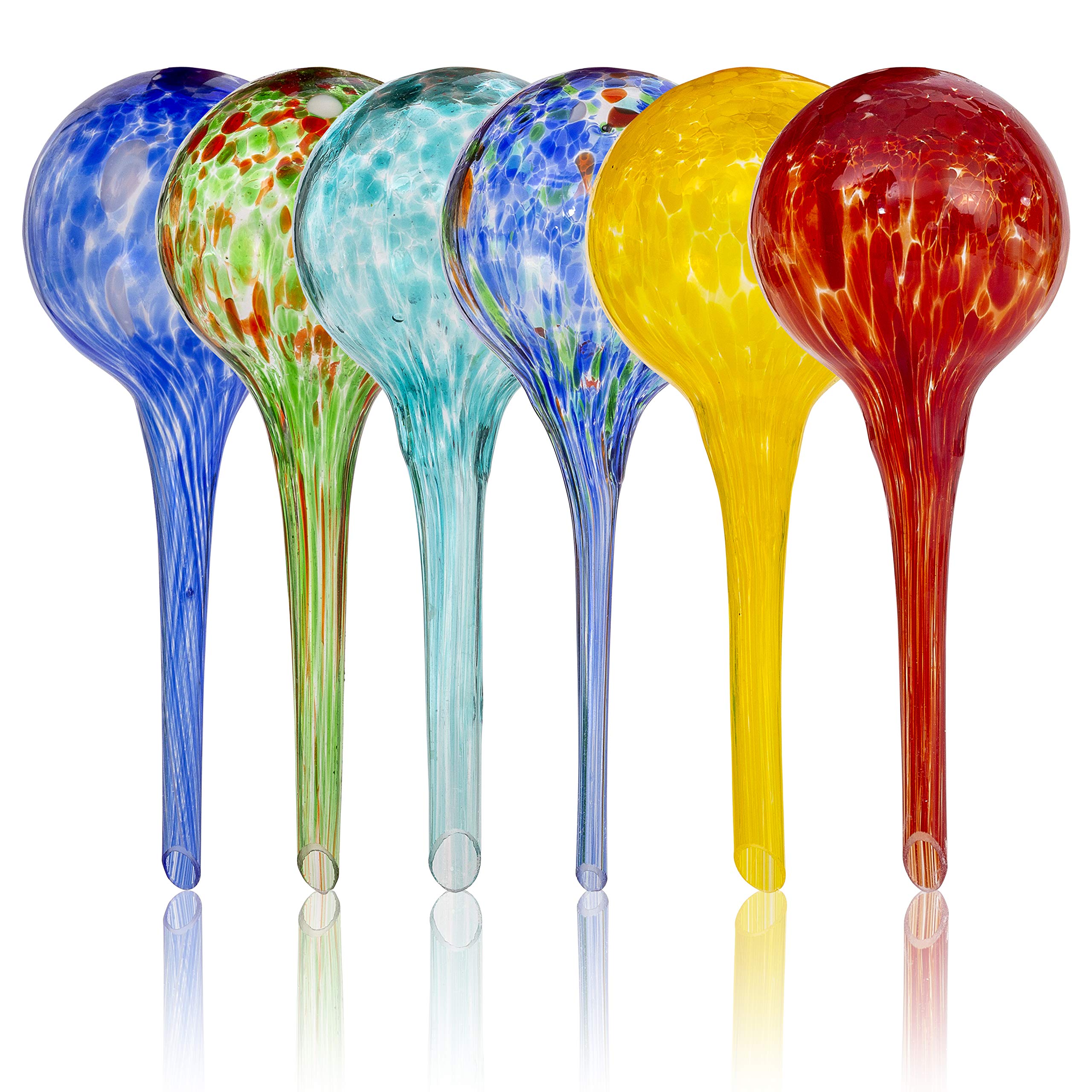Besti large self-watering globes show glass globe pouring for hands-free watering and plant health.
