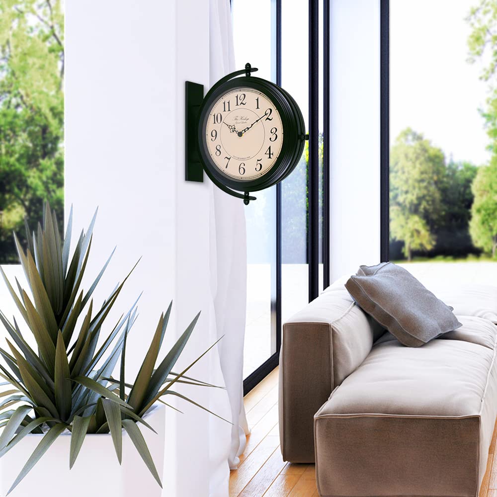 Bestime 66264B wall clock mounted in a lobby highlighting vintage farmhouse style.