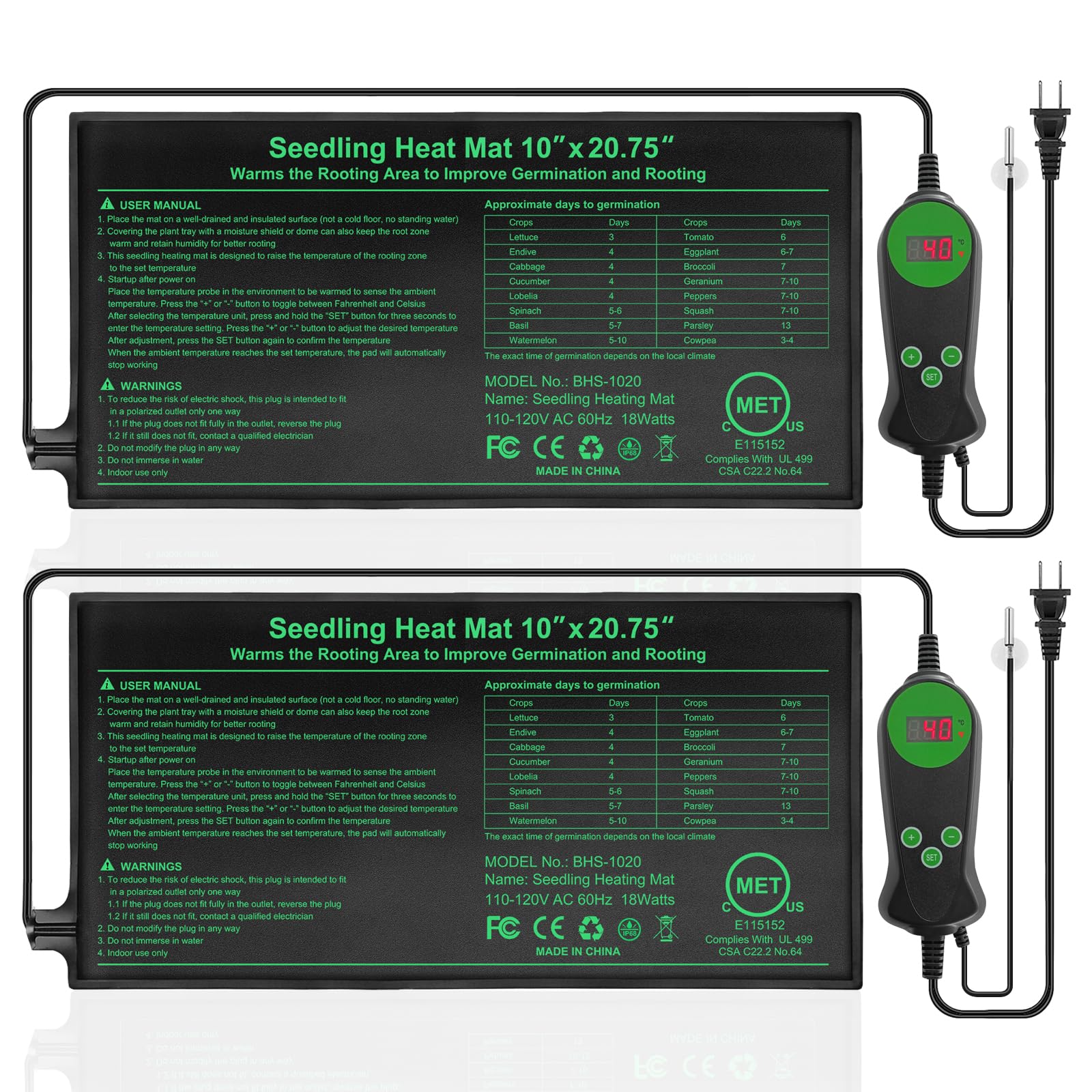 Bestio thermostatic seedling heating mat 10x20-75 provides steady warmth for germination