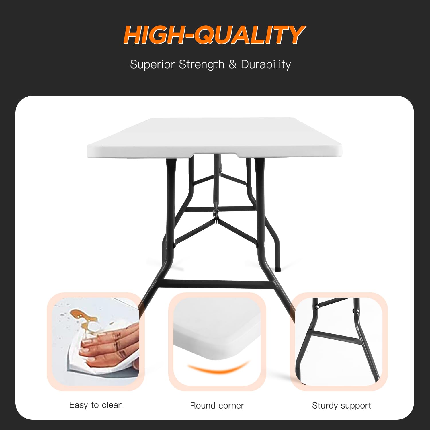 Foldable camping table with a handle for easy storage and transport