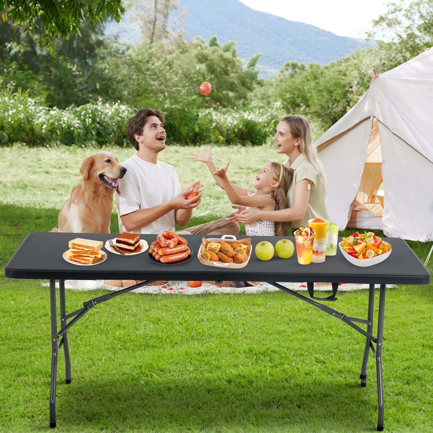 BestOffice 6ft folding table legs and frame provide reliable stability for outdoor use.