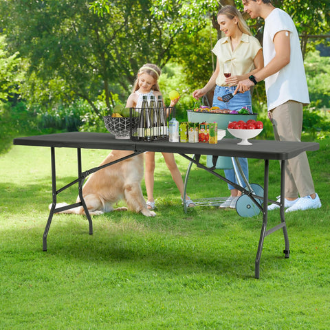 BestOffice outdoor 6ft folding table setup and serving surface for guests.