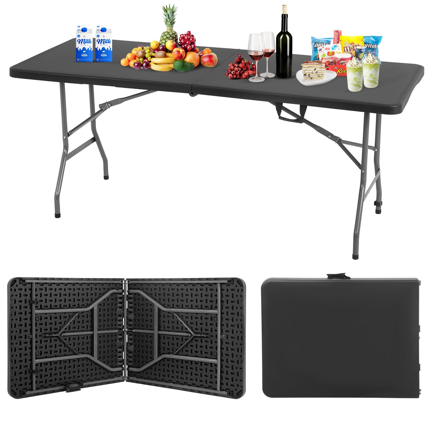 BestOffice outdoor 6ft folding table top offers sturdy support for meals and gatherings.