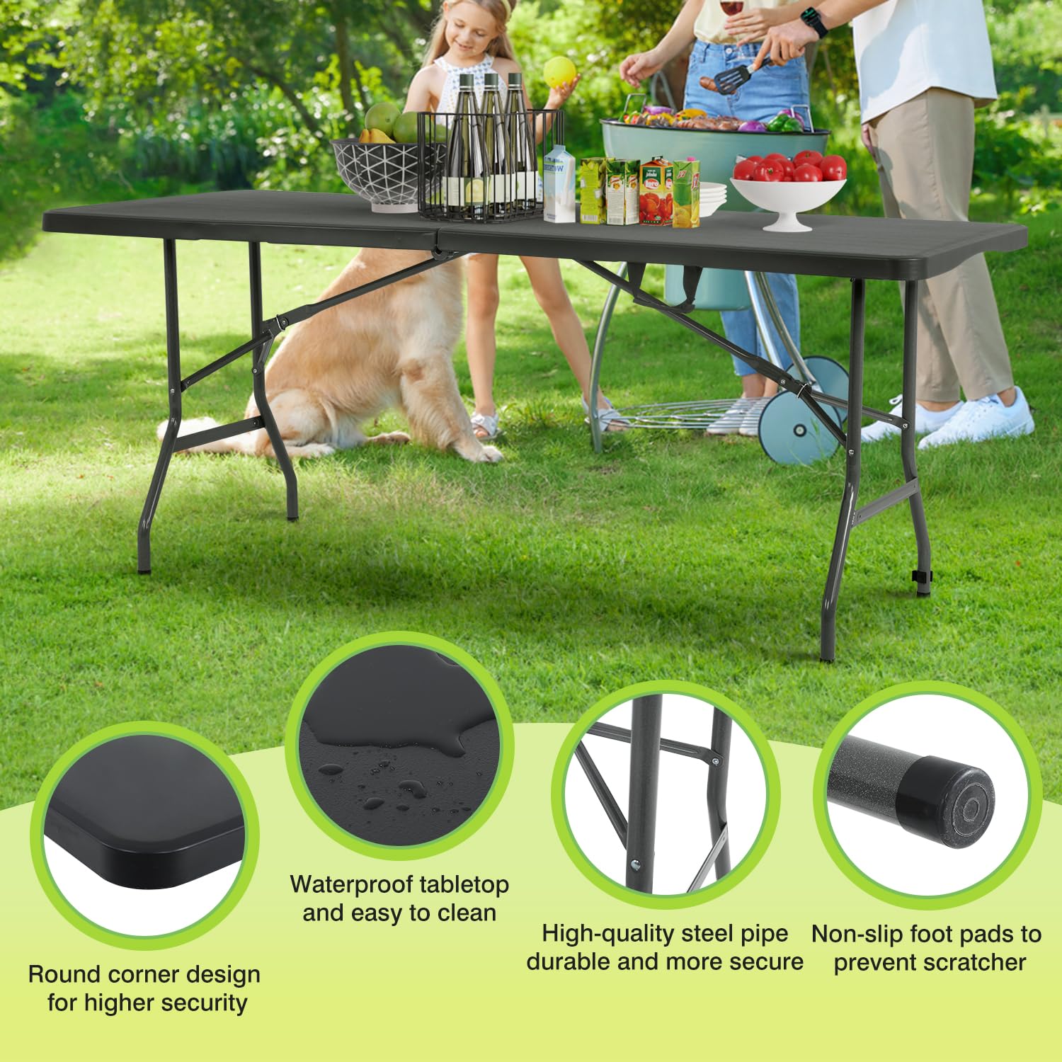 BestOffice portable 6ft folding table design enables quick setup at events.