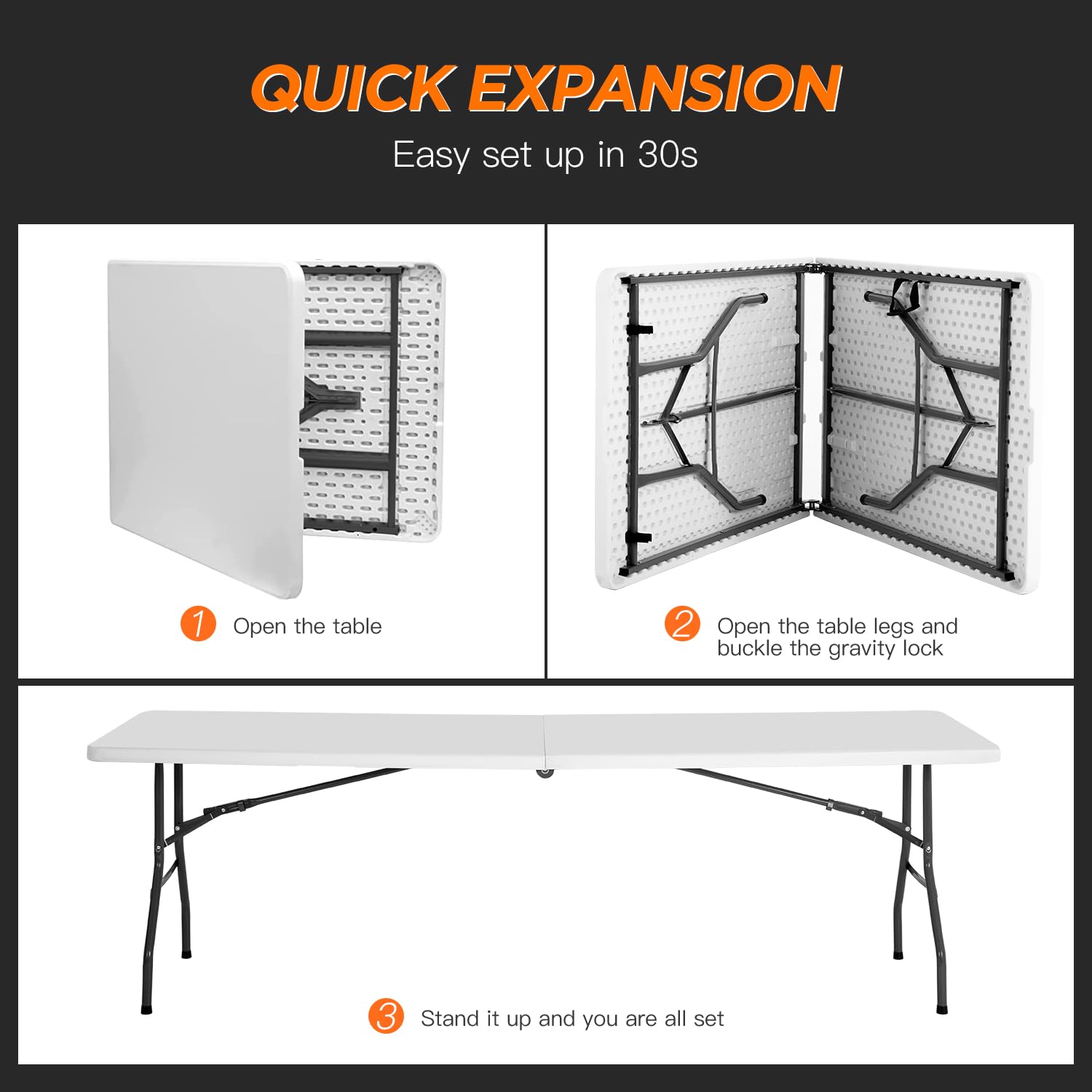 Joints with locks ensure stable setup during events
