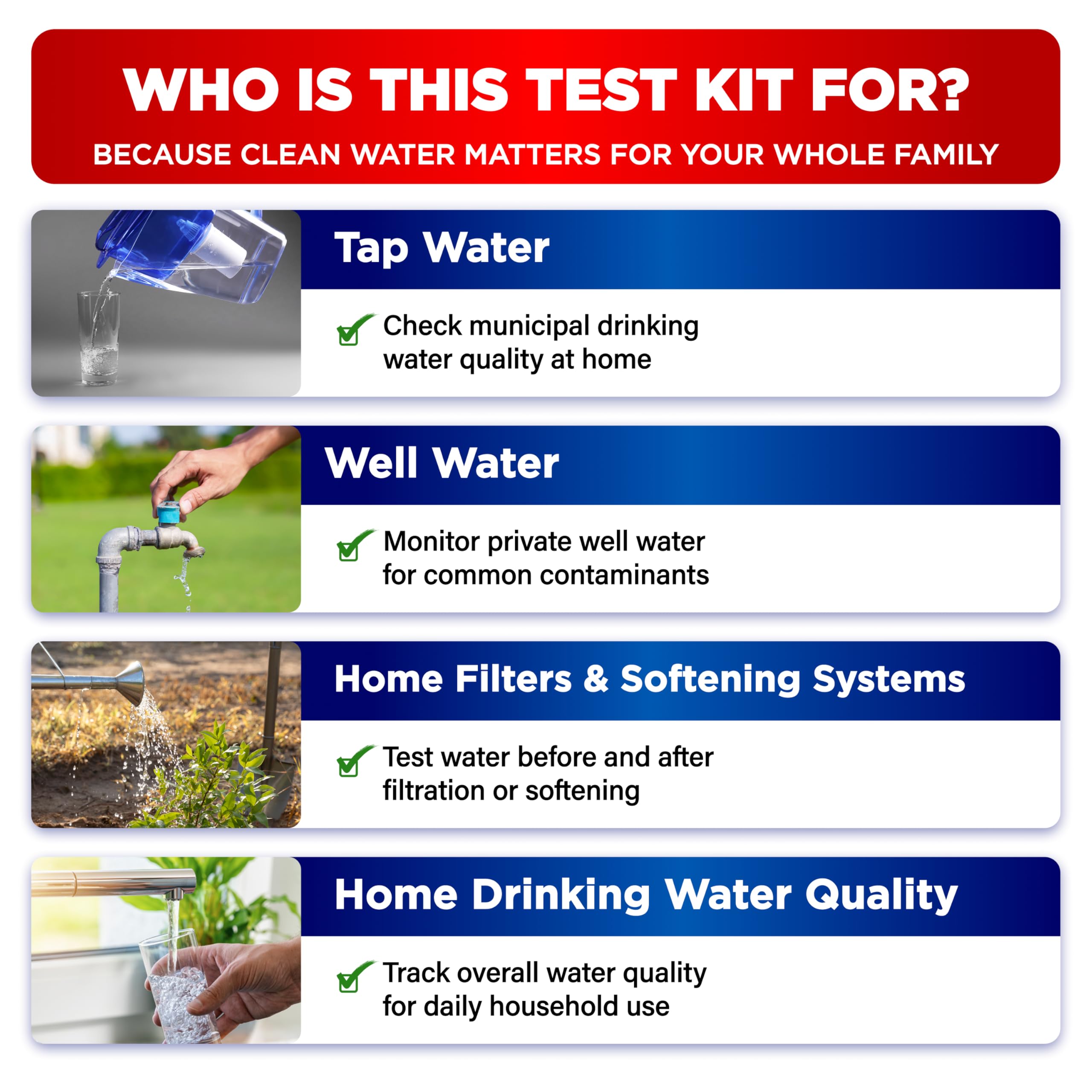 BestProd 17-in-1 strip and bacteria tests visualize coliform and E. coli.