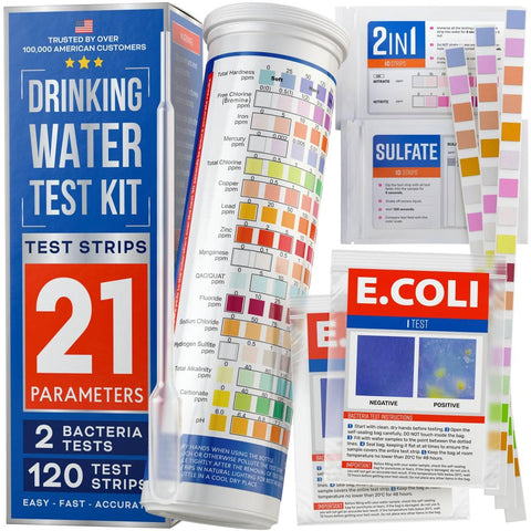 BestProd All-New 20-in-1 water test kit exterior for easy home setup.