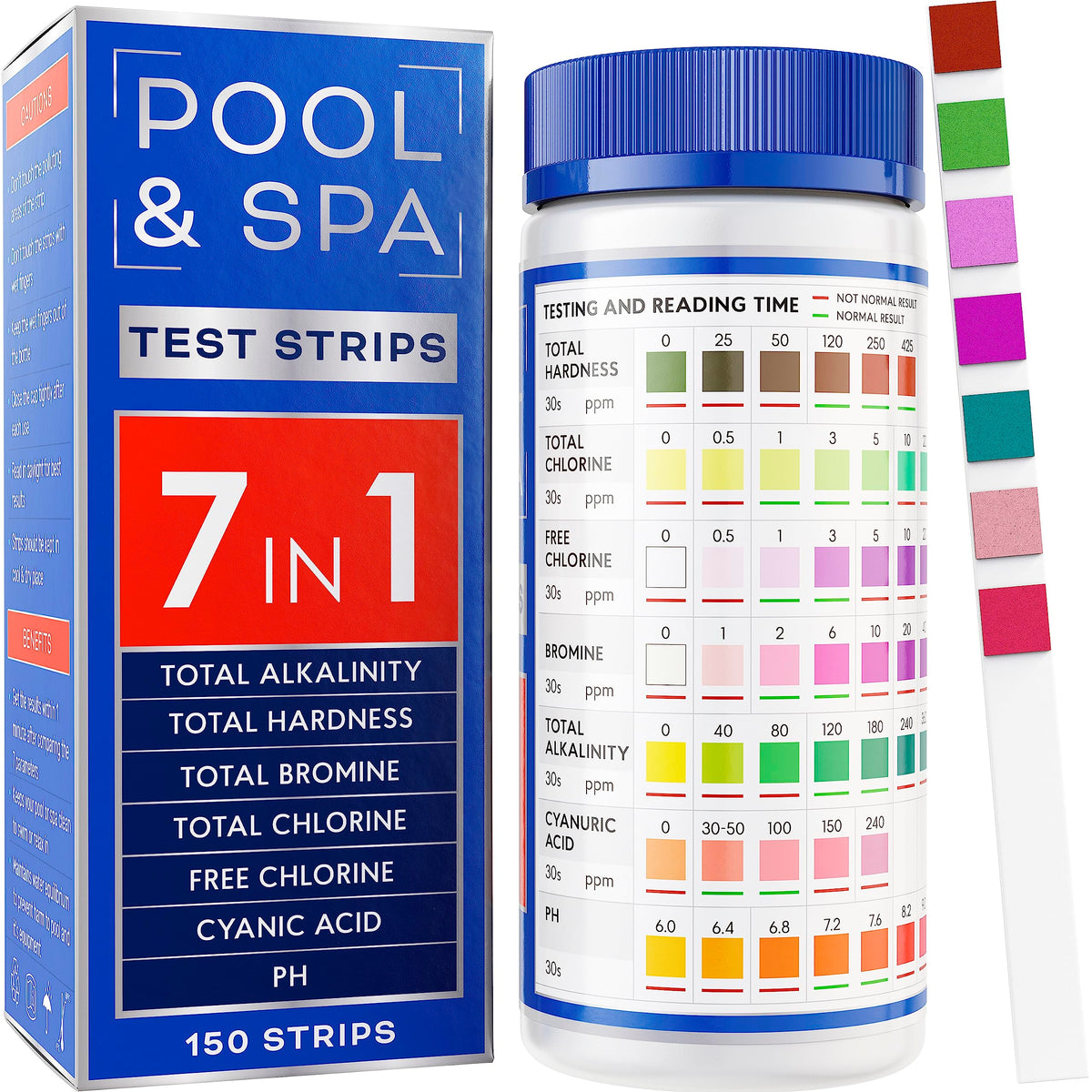 BestProd pool spa test strips 7in1 package shown for quick, reliable readings.