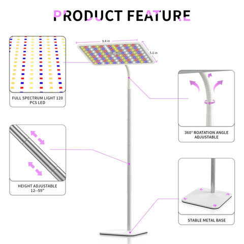AUTO on/off timer ensures consistent daily lighting for unattended care.