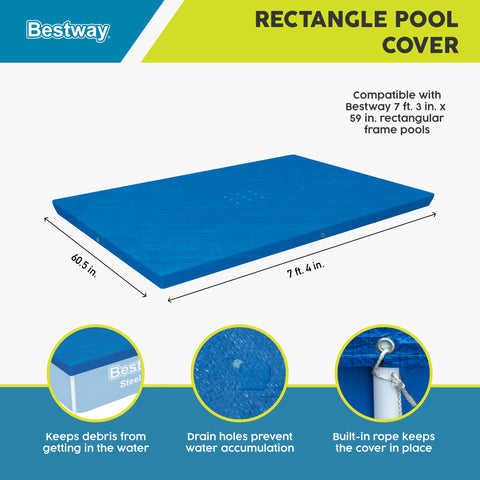 Bestway Flowclear rectangle pool cover secure rope fit around edge