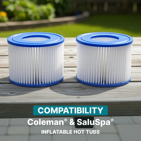 Bestway SaluSpa filter VI dimensions show compact cartridge for tight spa baskets