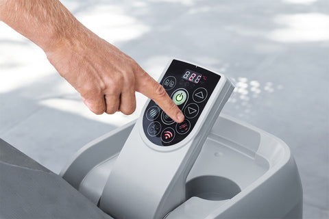 Bestway SaluSpa creates a night-time oasis with soft glow and calming water.