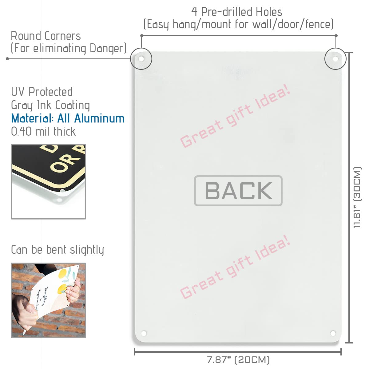 Bestylez Beware Bearded Dragons sign with hanging holes enables easy mounting and quick setup.