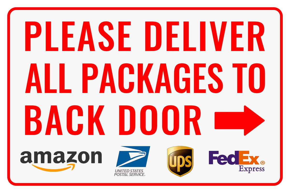 Bestylez delivery sign back door arrow enhances package directions at the entry