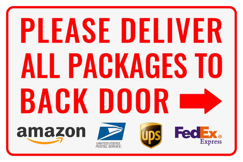 Bestylez delivery sign back door arrow enhances package directions at the entry