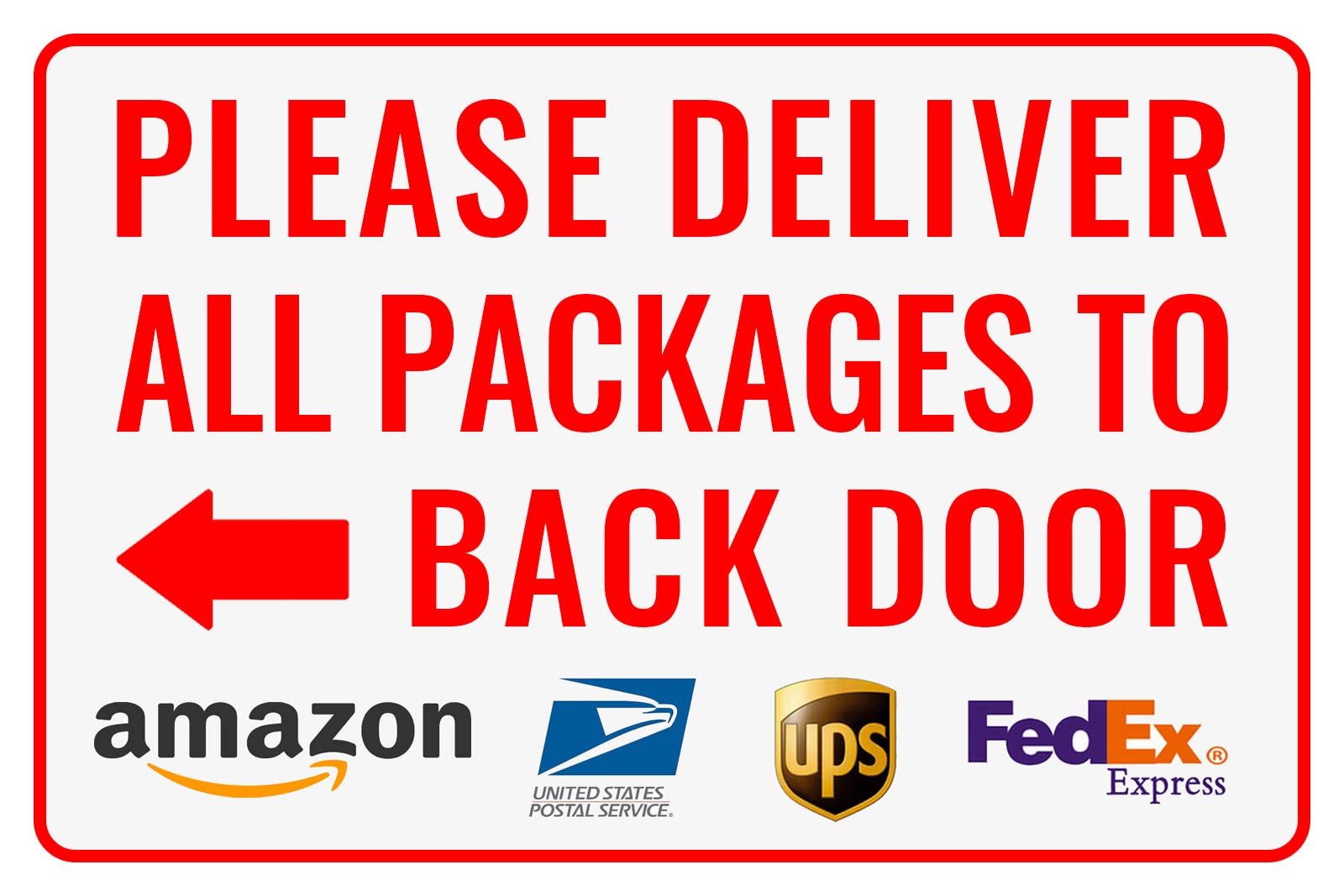 Bestylez delivery sign backdoor left arrow for clear outdoor delivery directions.