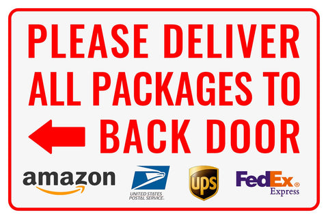Bestylez delivery sign backdoor left arrow for clear outdoor delivery directions.